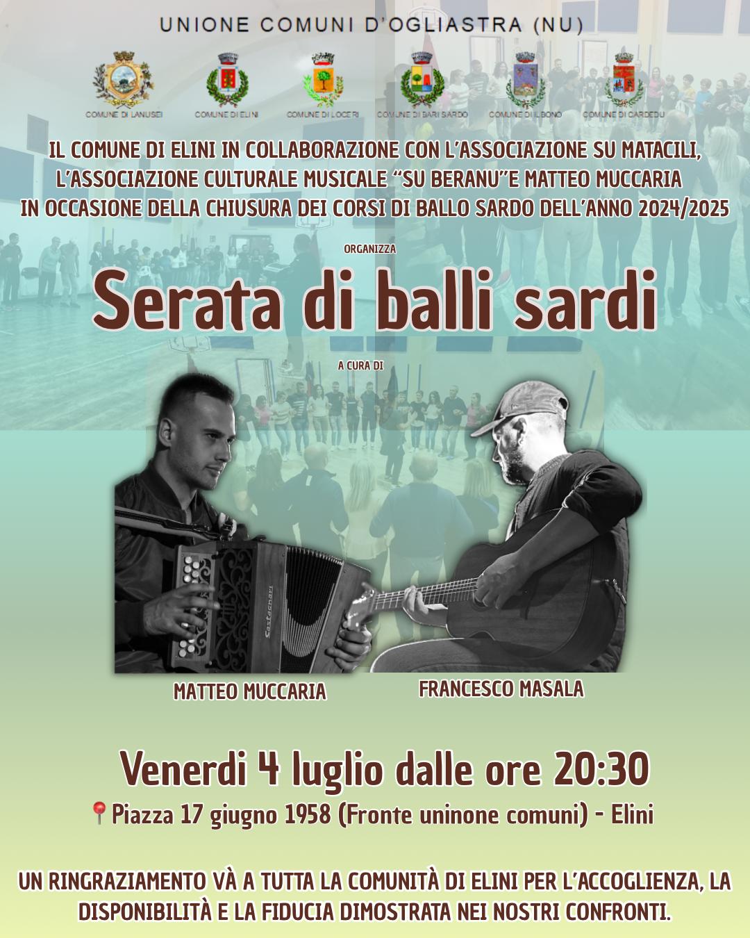 Locandina serata balli sardi 04 07 2025